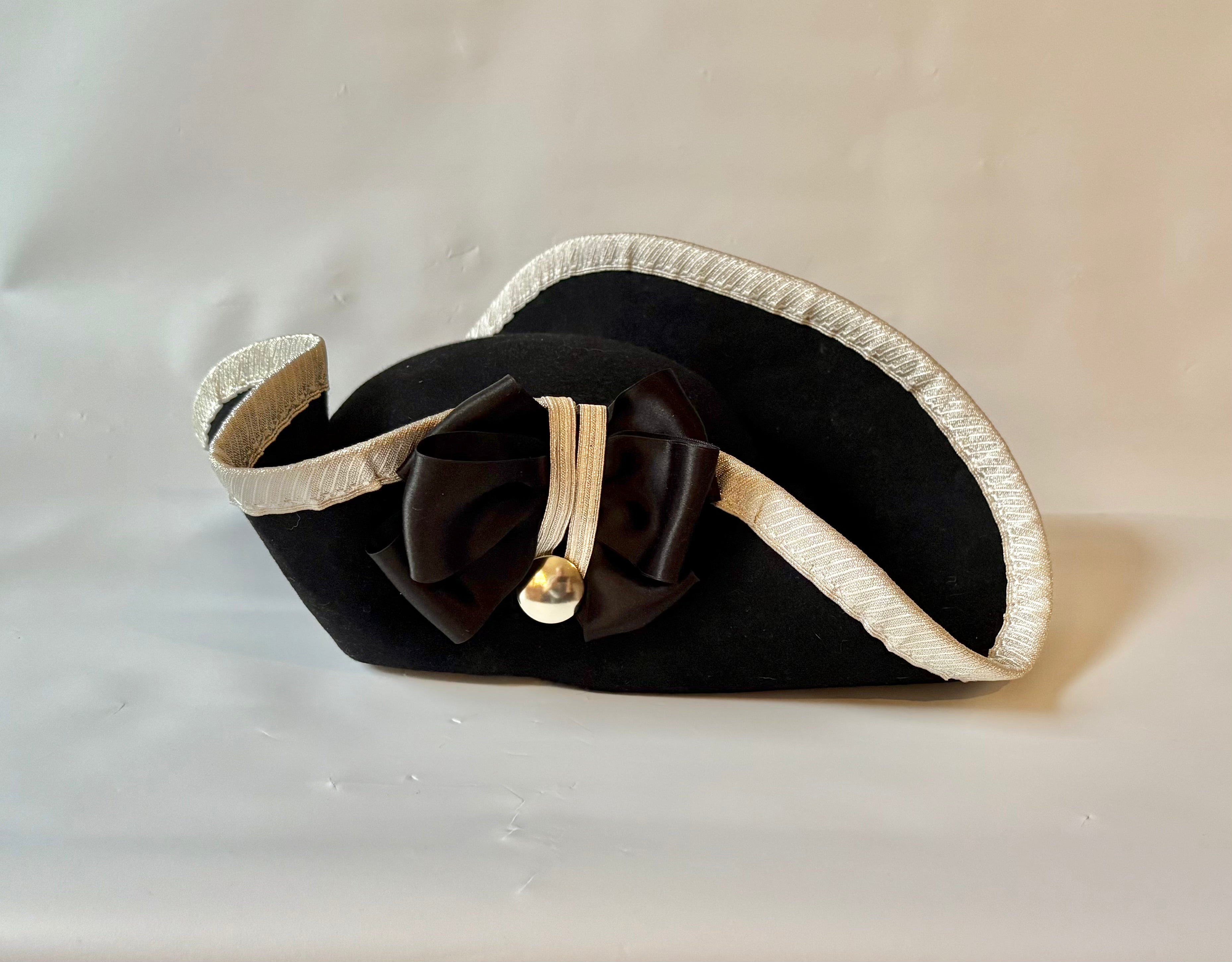 Metallic Lace Bound Ramillies Style Fur Felt Officer's Cocked Hat with Cockade