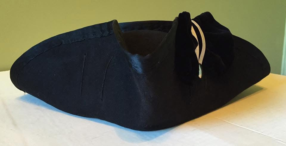 Silk Lace Bound Officer's Fur Felt Cocked Hat with Cockade: French & Indian War