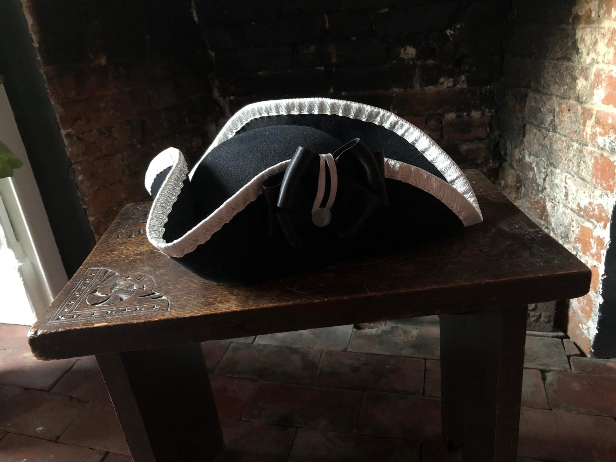 Metallic Lace Bound Officer's Fur Felt Cocked Hats with Cockade: French & Indian War