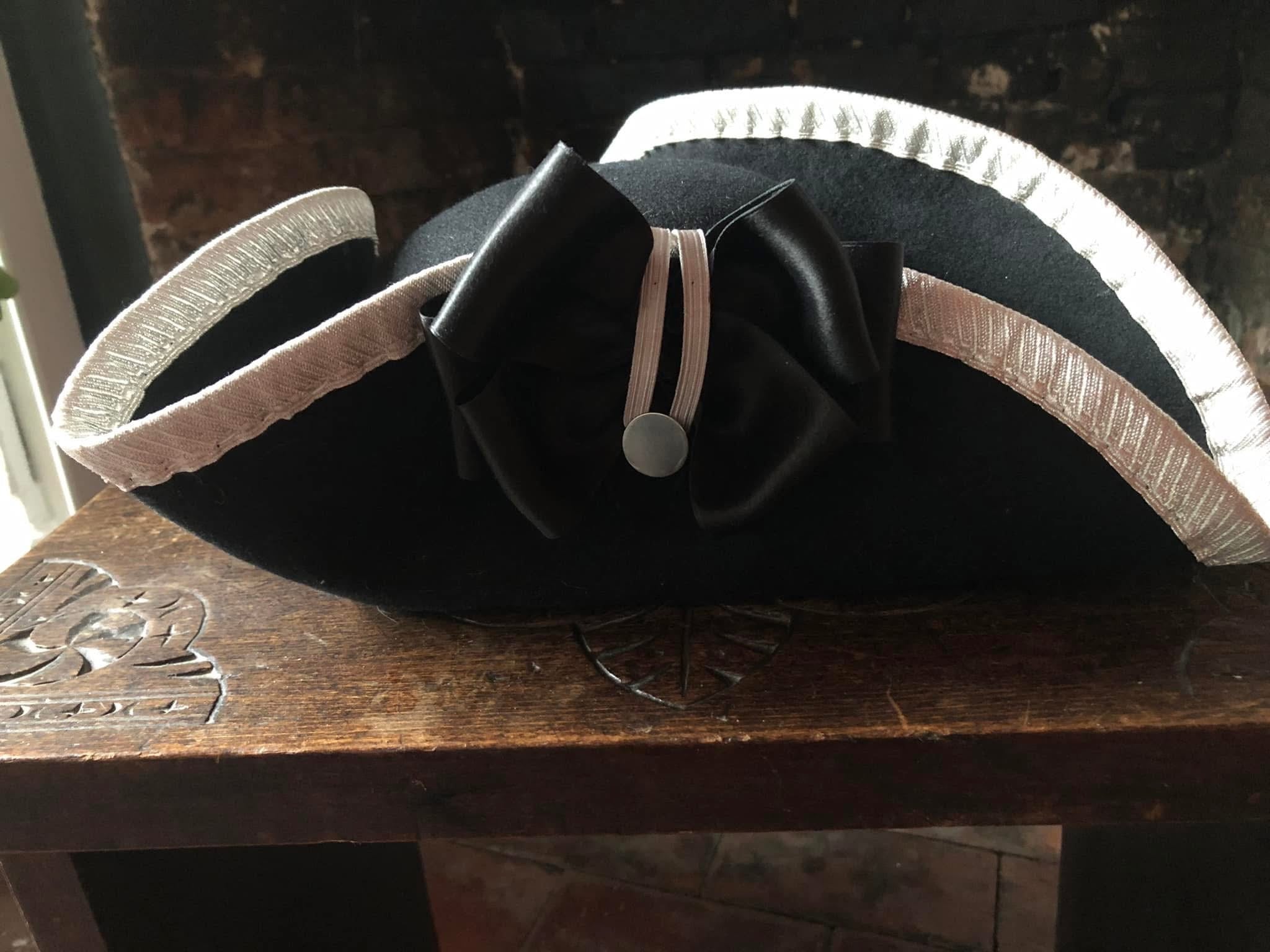 Metallic Lace Bound Officer's Fur Felt Cocked Hats with Cockade: French & Indian War