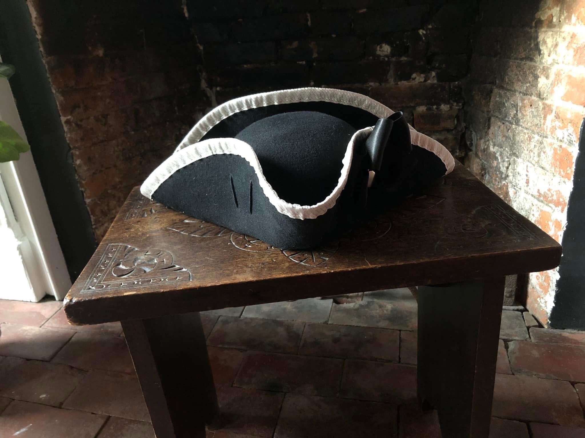 Metallic Lace Bound Officer's Fur Felt Cocked Hats with Cockade: French & Indian War