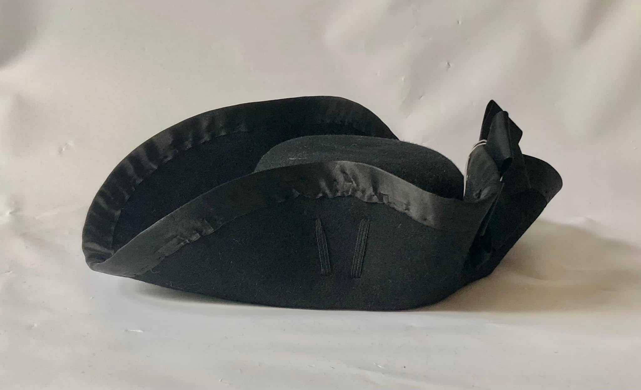 Silk Bound Fur Felt Ramillies Style Officer Cocked Hat with Cockade