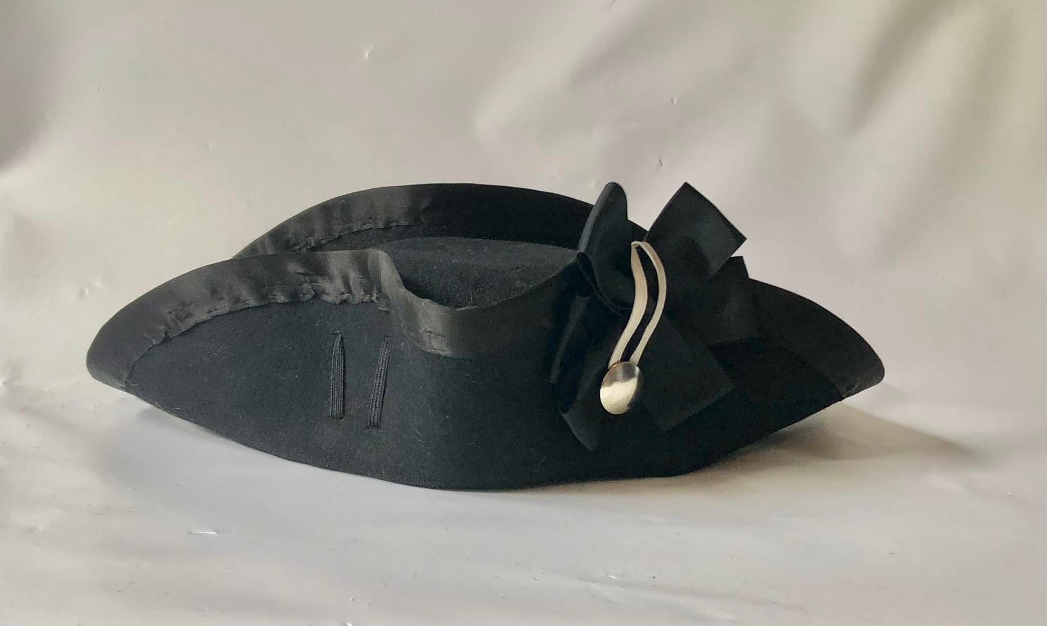 Silk Bound Fur Felt Ramillies Style Officer Cocked Hat with Cockade