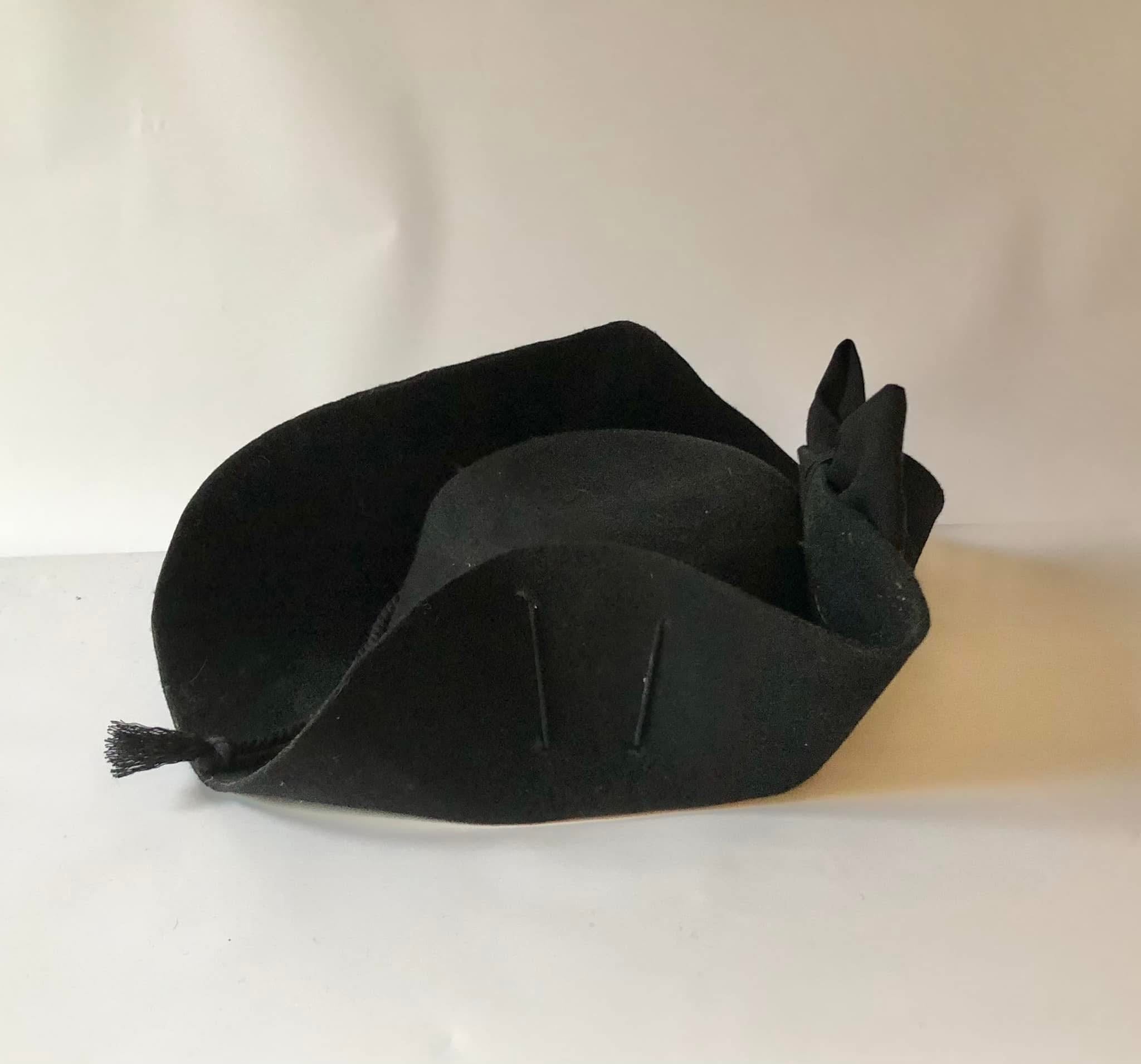 Unbound Nivernois Style Wool Felt Cocked Hat with Cockade