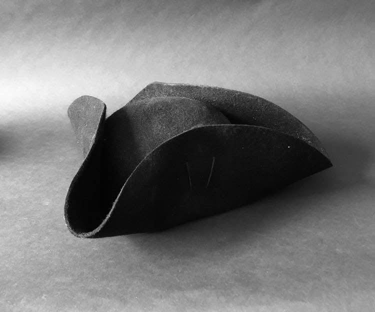 Unbound Wool Felt Cocked Hat without Cockade: French & Indian War