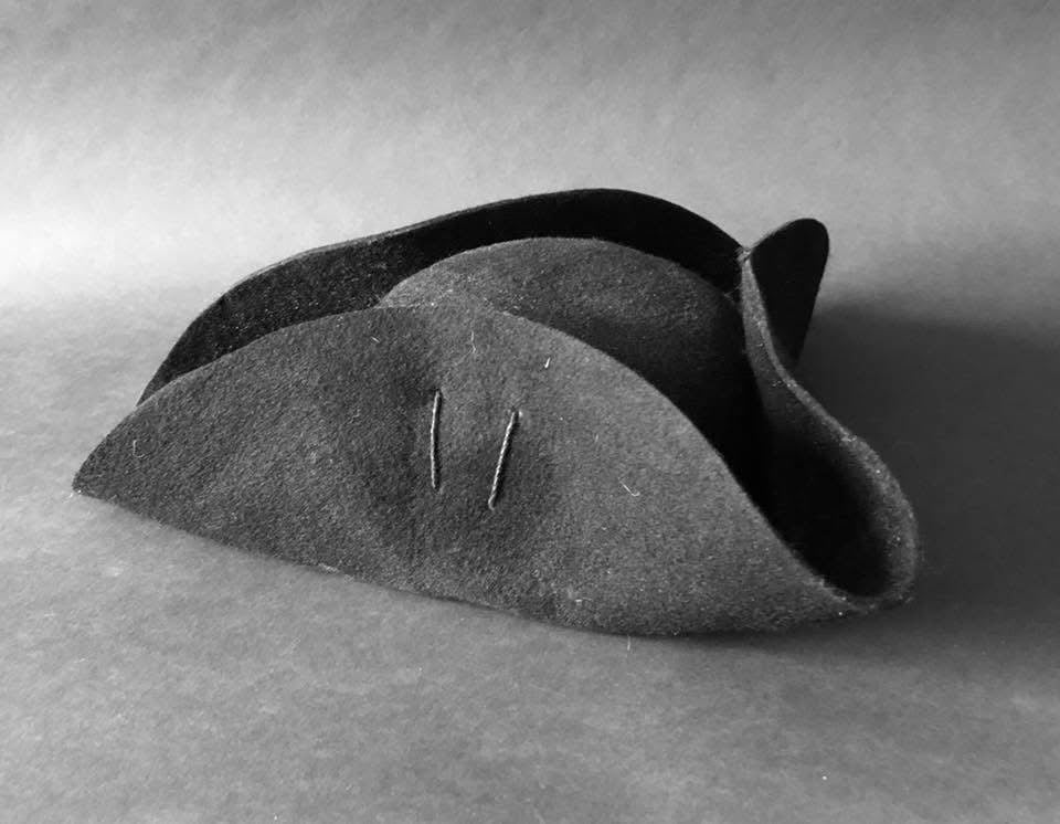 Unbound Wool Felt Cocked Hat without Cockade: French & Indian War