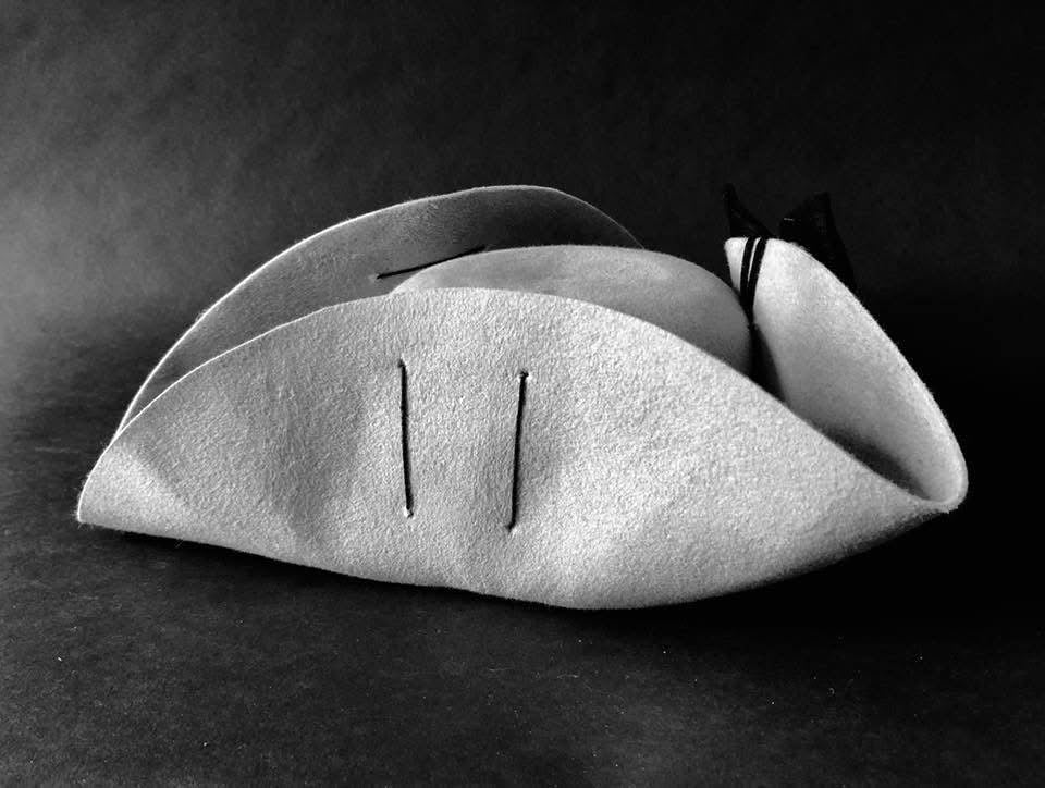 Unbound Wool Felt Cocked Hat with Cockade: French & Indian War