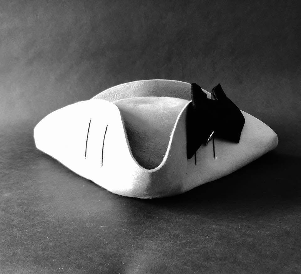 Unbound Wool Felt Cocked Hat with Cockade: French & Indian War