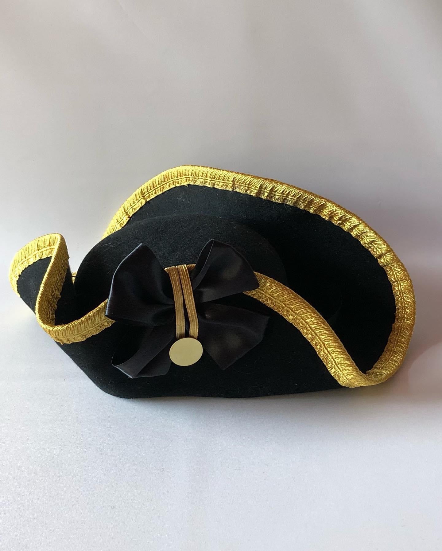 Metallic Lace Bound Fur Felt Nivernois Style Officer Cocked Hat with Cockade