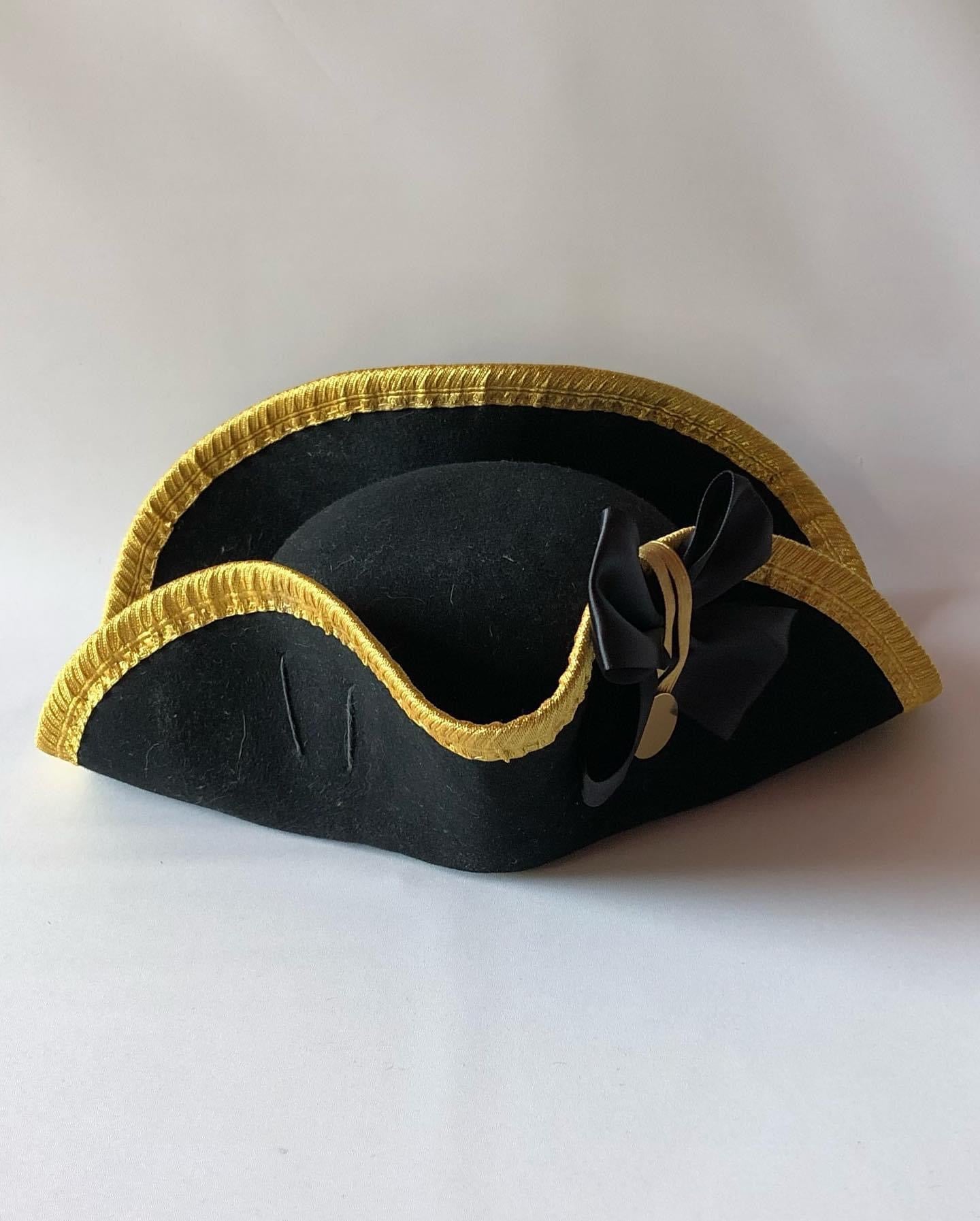 Metallic Lace Bound Fur Felt Nivernois Style Officer Cocked Hat with Cockade