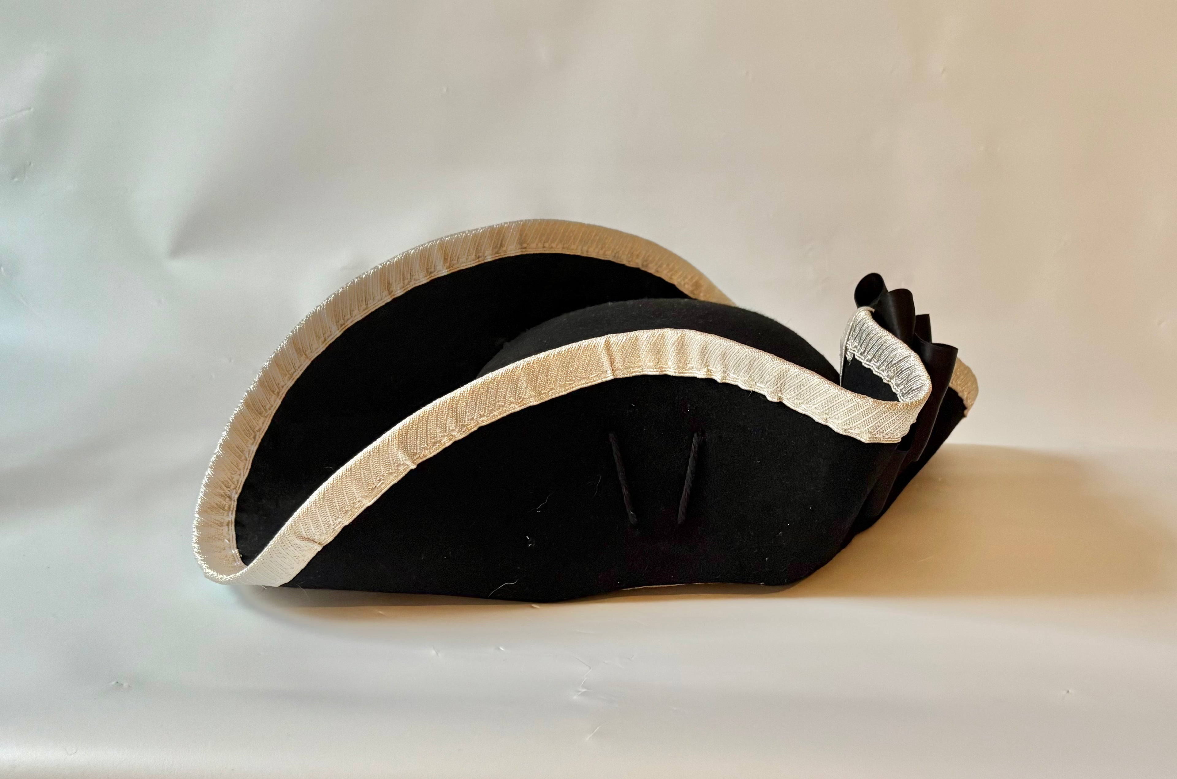 Metallic Lace Bound Ramillies Style Fur Felt Officer's Cocked Hat with Cockade