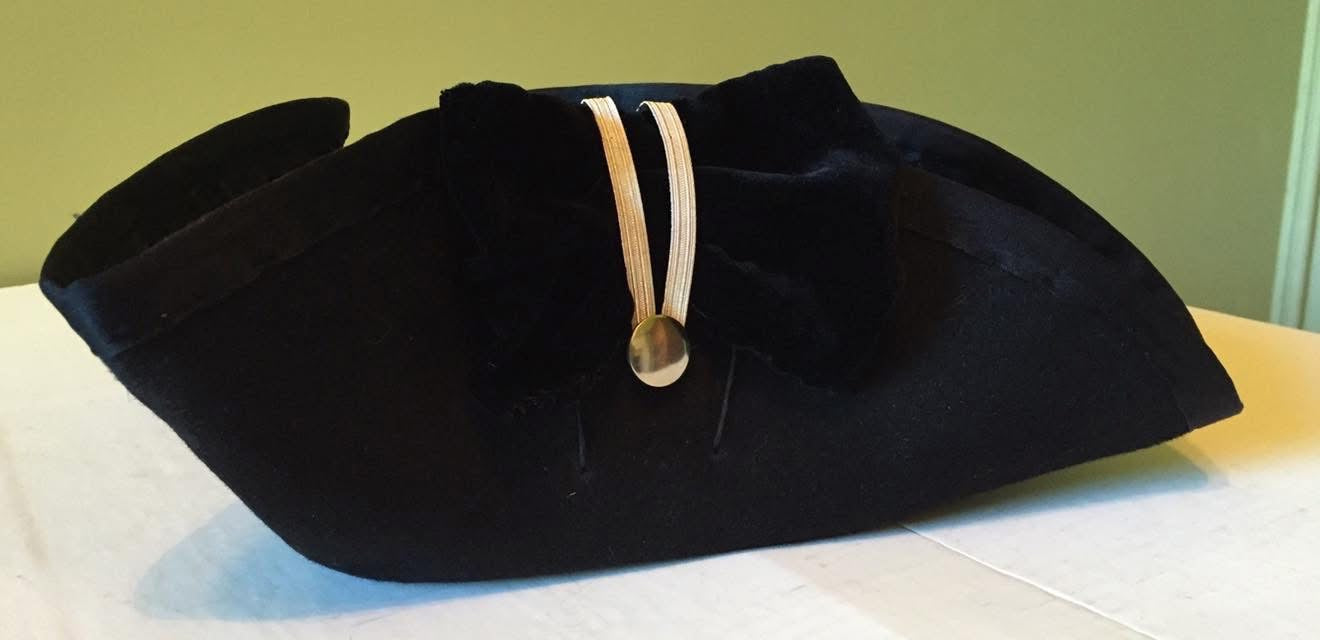 Silk Lace Bound Officer's Fur Felt Cocked Hat with Cockade: French & Indian War