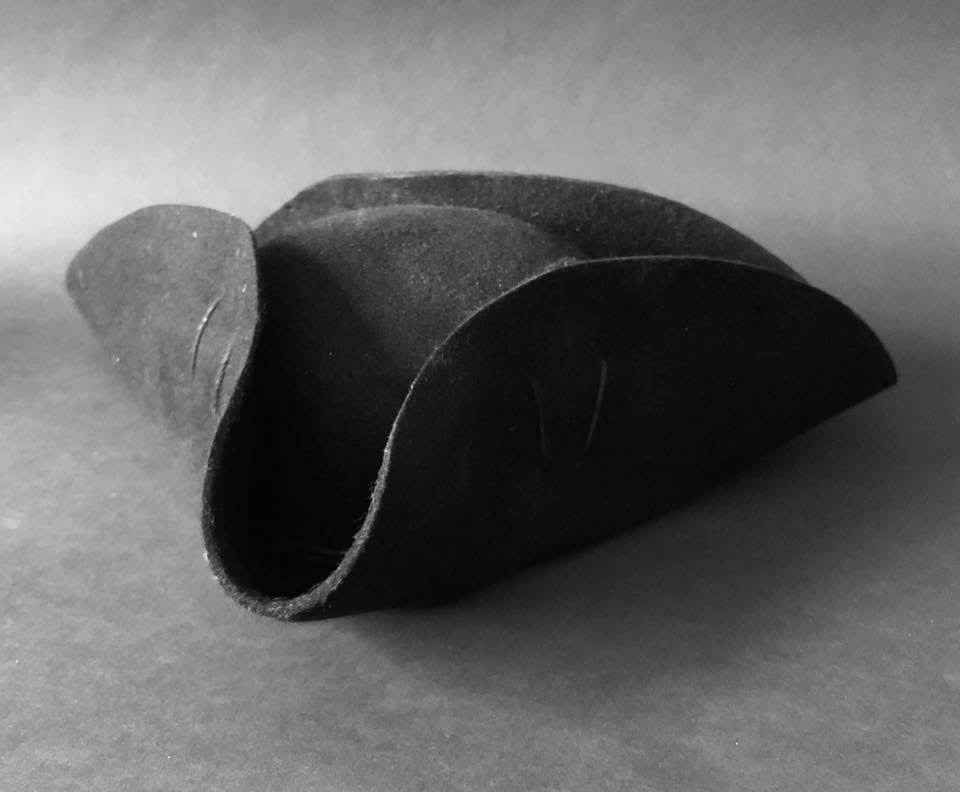 Unbound Wool Felt Cocked Hat without Cockade: French & Indian War